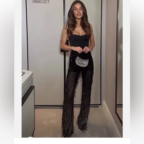 ZARA FRINGED SEQUINS LEGGINGS BLOGGER FAV - Picture 9 of 10